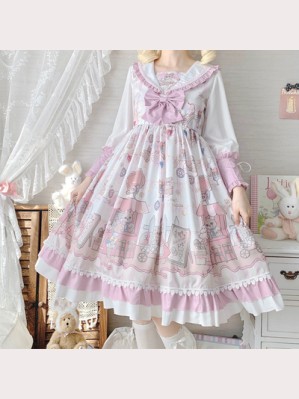 Soft Bear Star Sweet Lolita Dress OP (UN271)